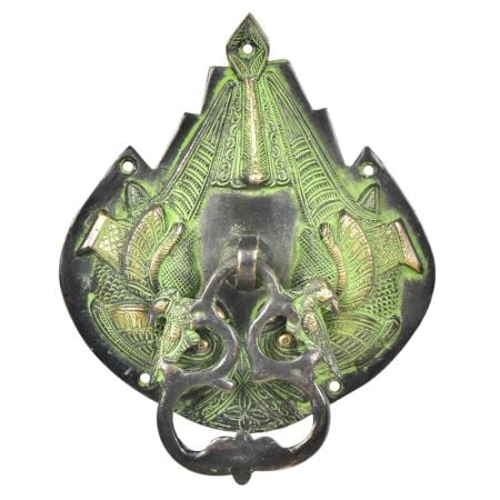 Ornate Green Patina Parrot Bird Door Knocker